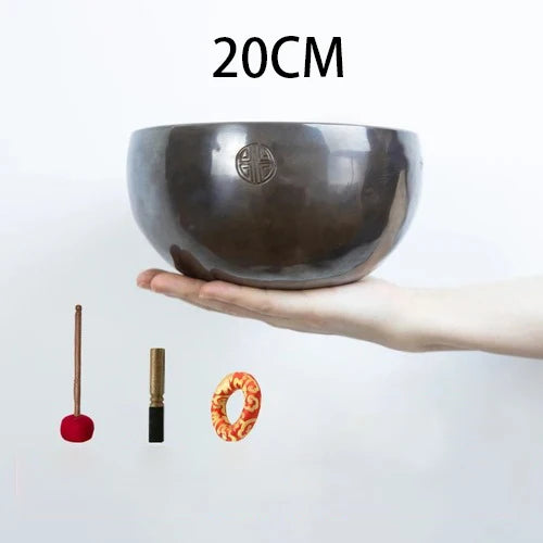 Full Moon Tibetan Singing Bowl Handmade Mindfulness Meditation Nepal Singing Bowls Yoga Chakra Sound Healing Therapy Accessories - AMULET RING STORE