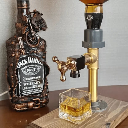 Whiskey Wood Dispenser 1/2/3-Heads Faucet Shaped Dining Table Wine Holder Liquor Stations Pipe Diffuser Bar Accessories - AMULET RING STORE
