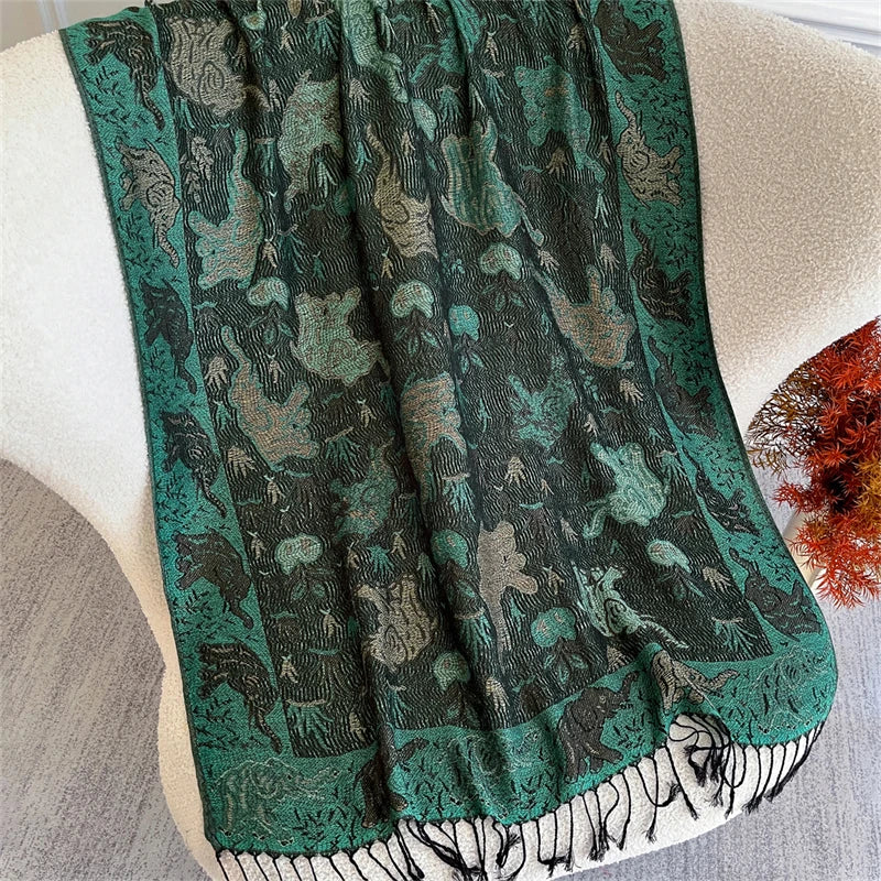 Autumn Bohemian Ethnic Paisley Cashmere Shawls Scarf for Women Warm Jacquard Pashmina Scarves Print Design Lady Foulard Stoles - AMULET RING STORE
