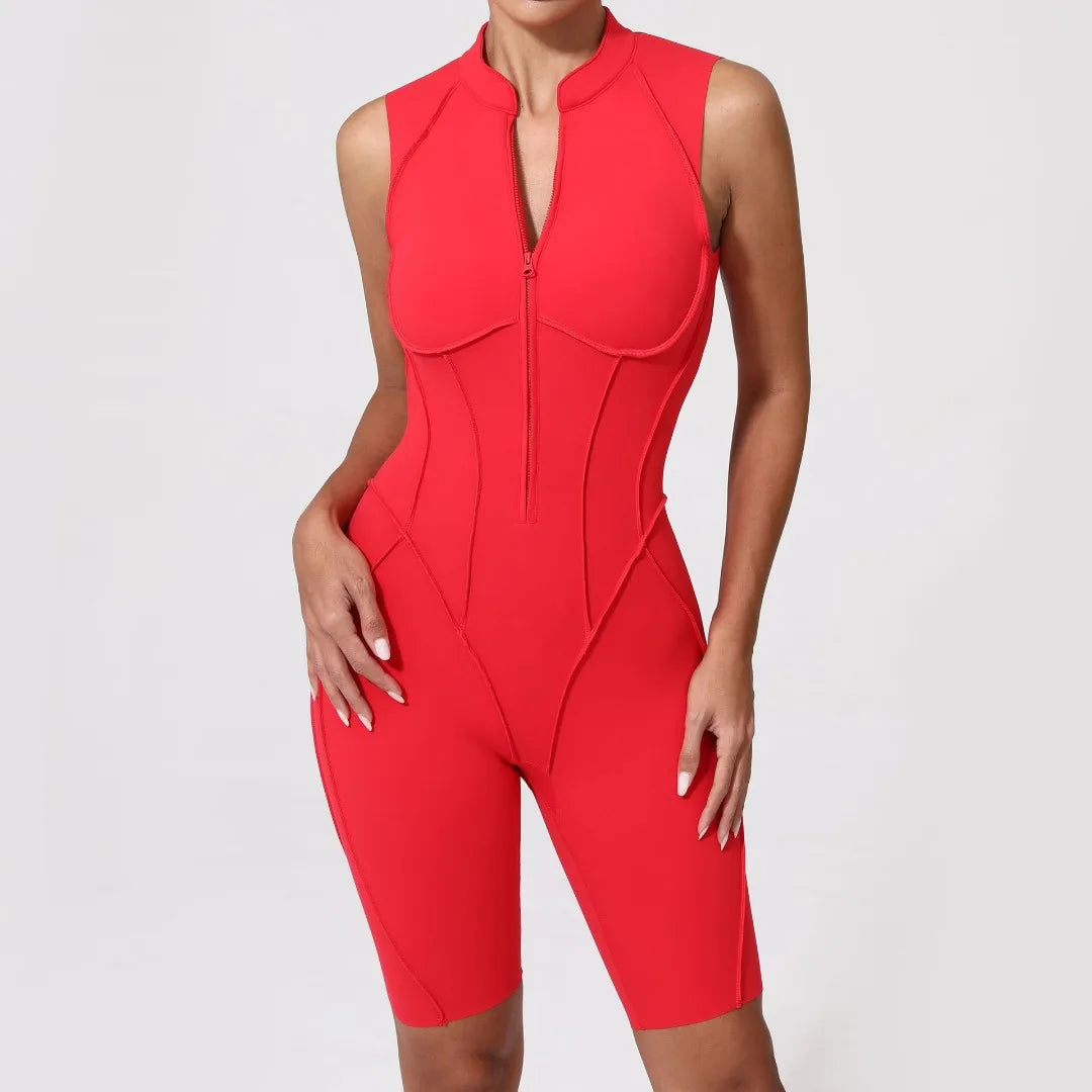 Seamless Yoga Jumpsuit Sports Fitness Backless Tight Zipper Long-sleeved One-Piece Workout Clothes Gym Leggings Sportswear