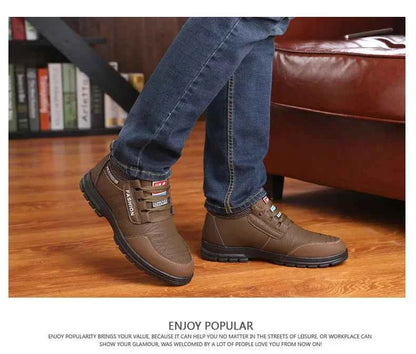 FUQIAO Hot Fur Men's Casual Shoes Warm Flats British Style Leather Footwear Comfort Non-slip Winter Boots Men Plus Size 46