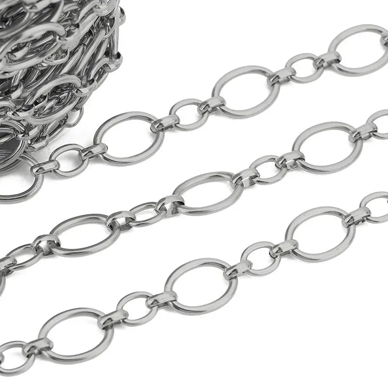1M Heavy Chunky Hip Hop Chain Stainless Steel Frosted Oval Link Chains for DIY Men Jewelry Making Punk Necklace Bracelet Chain - AMULET RING STORE
