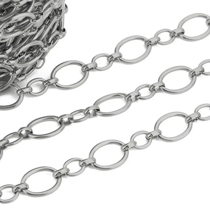 1M Heavy Chunky Hip Hop Chain Stainless Steel Frosted Oval Link Chains for DIY Men Jewelry Making Punk Necklace Bracelet Chain - AMULET RING STORE