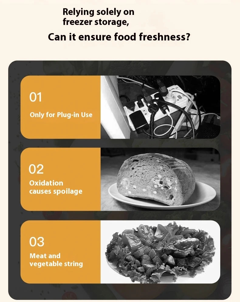 Wireless Vacuum Sealer Machine - 60KPA Powerful Suction, Portable Food Saver with 3 Temperature Levels,External Pumping Function - AMULET RING STORE