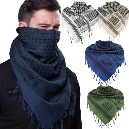 136X133CM Tactical Desert Shemagh Keffiyeh Arab Tessel Scarf Wrap Outdoor Windproof Dustproof Face Protective Scarf Men Women - AMULET RING STORE