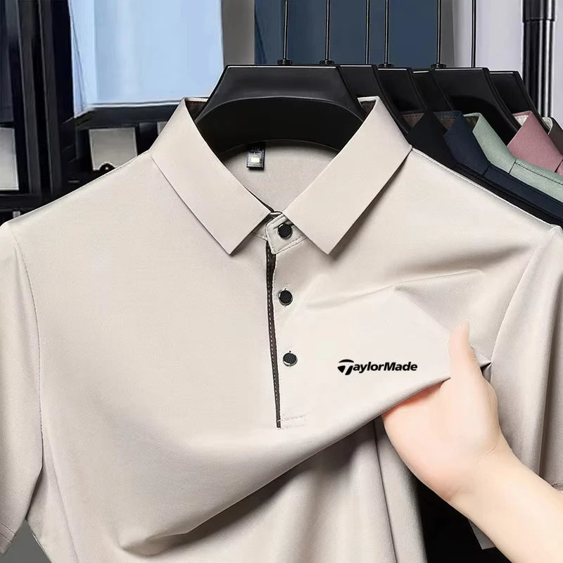 Fashionable Classic Men's Summer New Golf Collar Business Leisure Style Luxury Brand Letter Printed High end Leisure T-shirt
