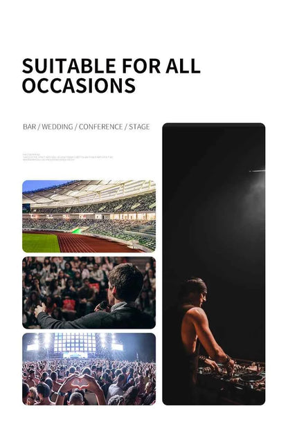 Wireless Microphone Handheld Dual Channels UHF Fixed Frequency Dynamic Mic For Karaoke Wedding Party Band Church Show