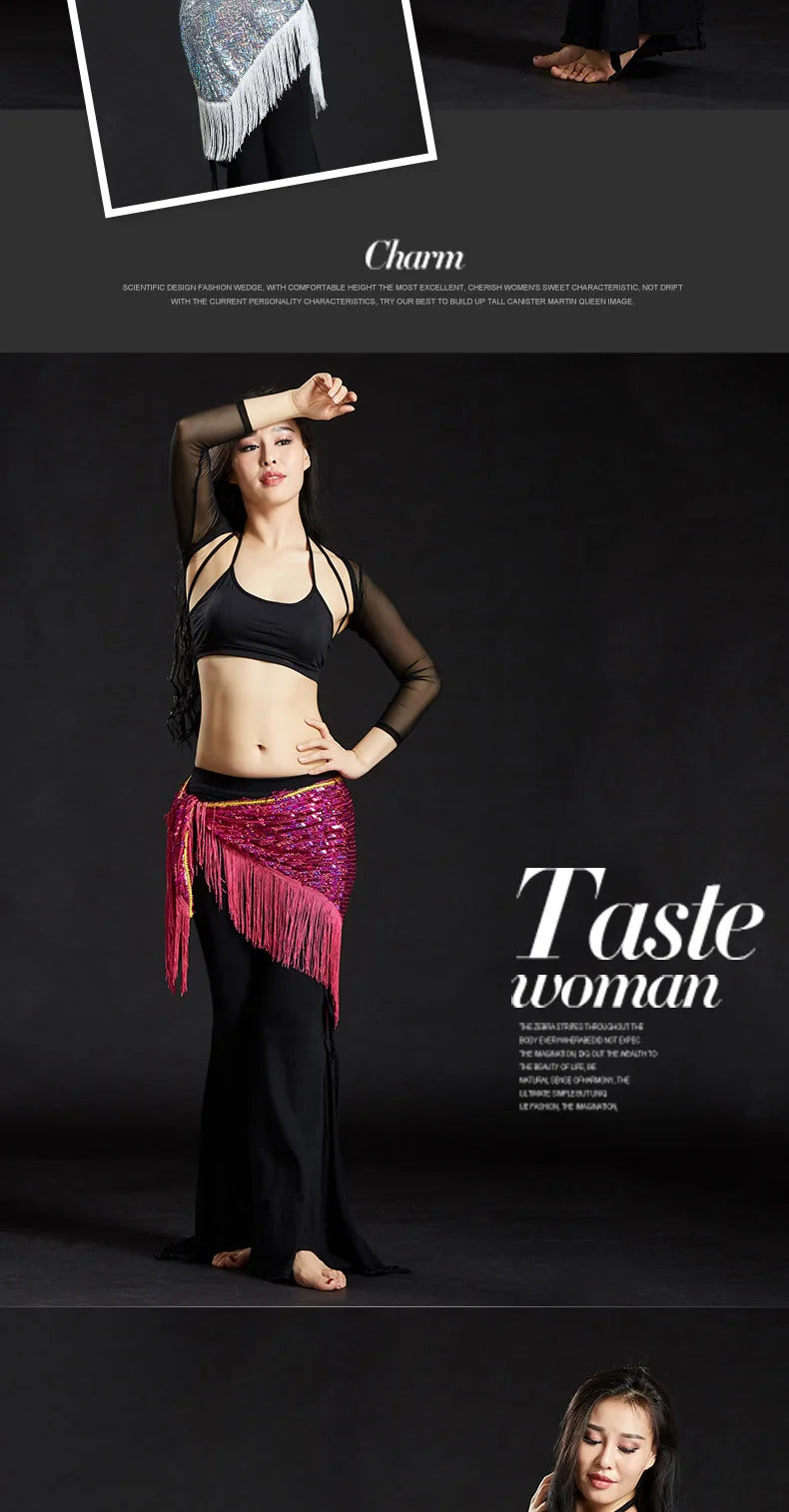 Wholesale Cheap Sexy Women Girls Sequin Triangle Shawl Hip Shawl Belly Dance Belts - AMULET RING STORE