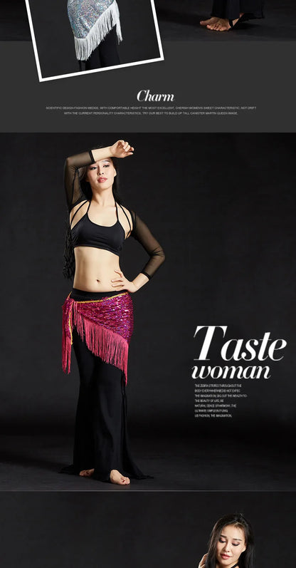 Wholesale Cheap Sexy Women Girls Sequin Triangle Shawl Hip Shawl Belly Dance Belts - AMULET RING STORE