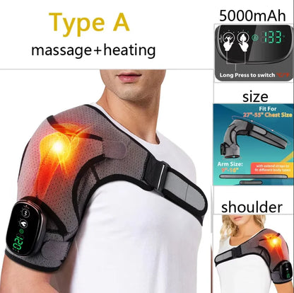 Electric Heating Heated Shoulder Brace Wrap Shoulder Massage Support Belt Strap with Adjustable of Heating - AMULET RING STORE