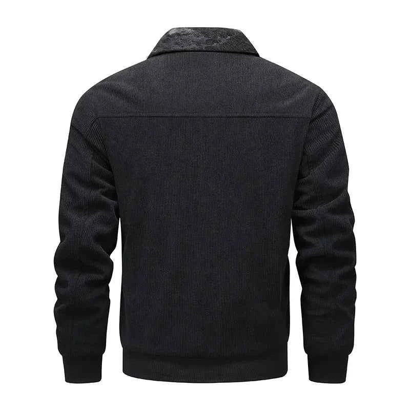 Winter Men Fleece Jacket Padded Warm Loose Parka Coat Corduroy Short Jacket Man Solid Fur Collar Windbreaker Cotton Jackets