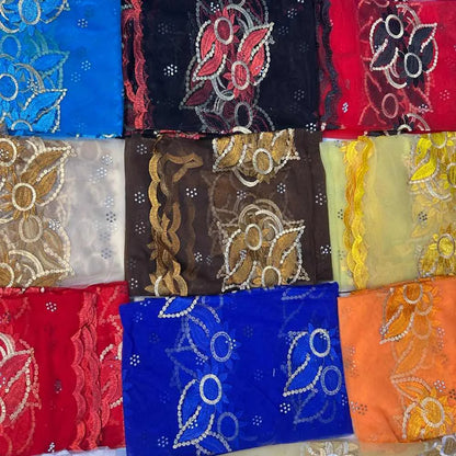 on sale 2025 New African Net Hijab Scarf For Muslim Women African Dubai Islam Headscarf Embroidery Shawls voile - AMULET RING STORE