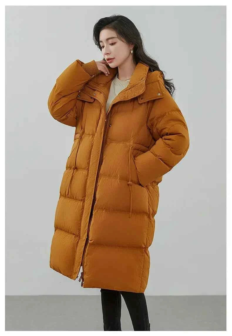 Ultra-Warm Down Jacket for Women 2025 Winter New Arrival Hooded, Knee-Length, Thickened, Waist-Defining, Versatile Coat