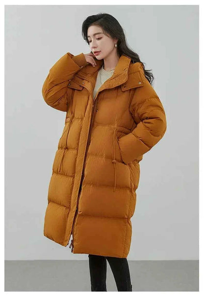 Ultra-Warm Down Jacket for Women 2025 Winter New Arrival Hooded, Knee-Length, Thickened, Waist-Defining, Versatile Coat