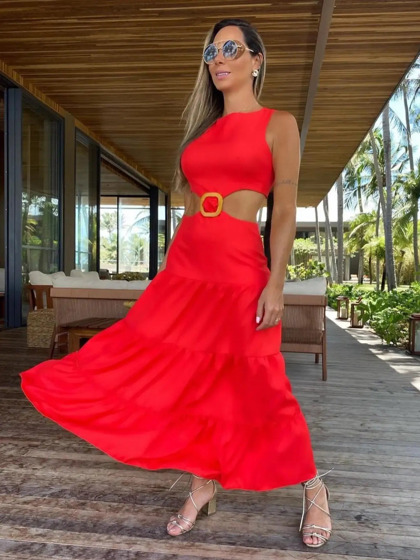 V-Neck Backless Beach Dress - Summer Beachwear - AMULET RING STORE