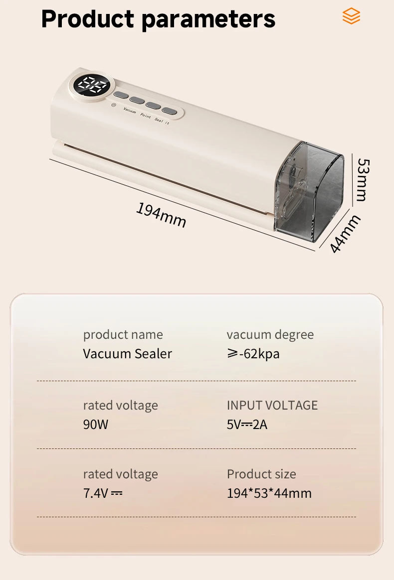 RS-F183H Mini Wireless Food Vacuum Sealing Machine, Digital Multifunctional Charging Magnetic Heat Absorption Sealing Machine. - AMULET RING STORE