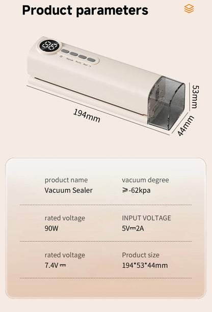 RS-F183H Mini Wireless Food Vacuum Sealing Machine, Digital Multifunctional Charging Magnetic Heat Absorption Sealing Machine. - AMULET RING STORE
