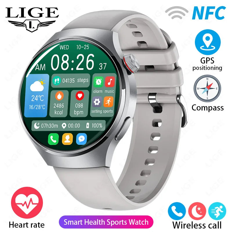 LIGE New Smart Watch Men 1.52 inch Full touch Screen Bluetooth Call Heart Rate Waterproof Men SmartWatch For GPS Sport Tracker - AMULET RING STORE