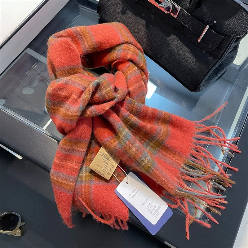 100% Wool Winter Scarf for Women Long Warm Cashmere Scarves Hijab Solid Lady Shawl Wrap Female Pashmina Bandana Head Scarves