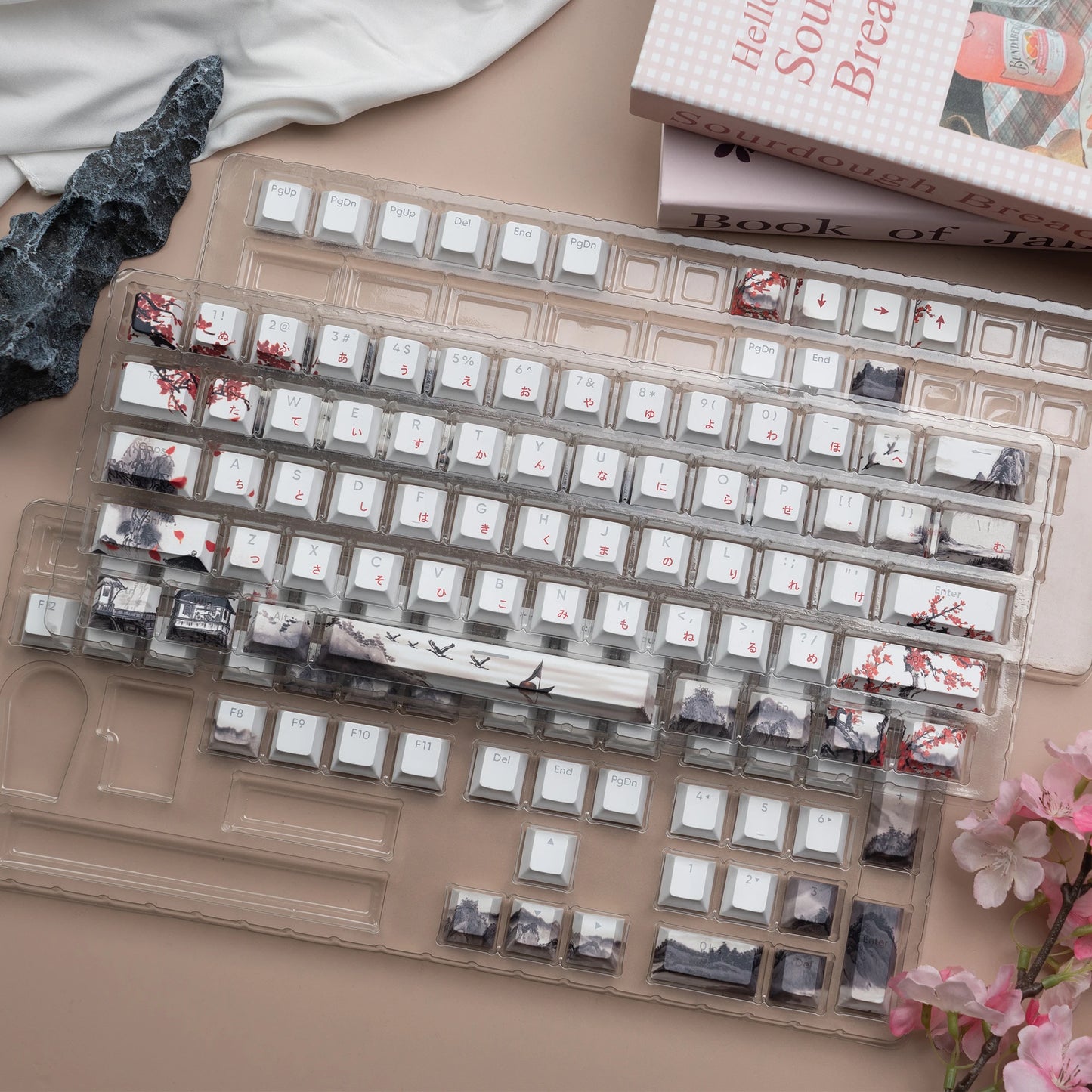 127 Keys Plum Blossom Top Backlit Cherry Profile Keycap PBT Keycap Dye-Sub Cherry MX Switches For Gamer Mechanical Keyboard