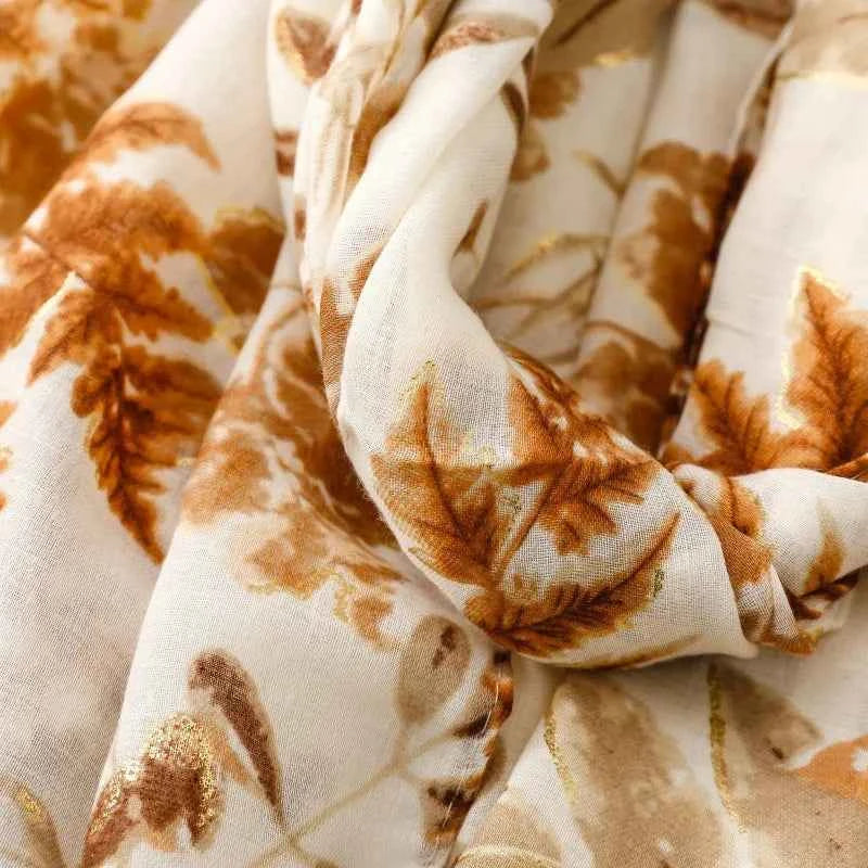 Winter Lurex Leaf Floral Fringe Cotton Viscose Shawls Scarf Lady High Quality Wrap Pashmina Stole Bufandas Muslim Hijab 180*90Cm