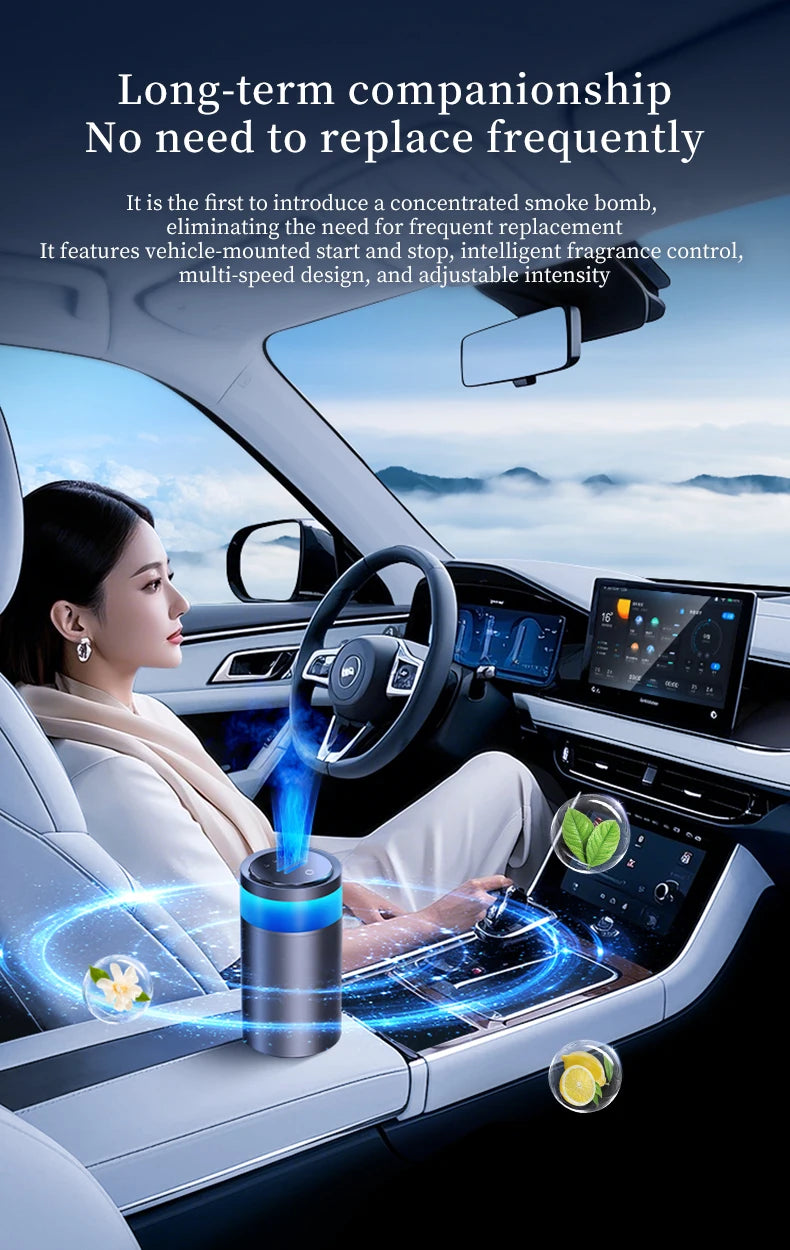 Car Diffuser Home Dual-Use Rechargeable Aromatherapy With Atmosphere Lights Smart Spray Car Air Freshener Fragrance Diffuser - AMULET RING STORE