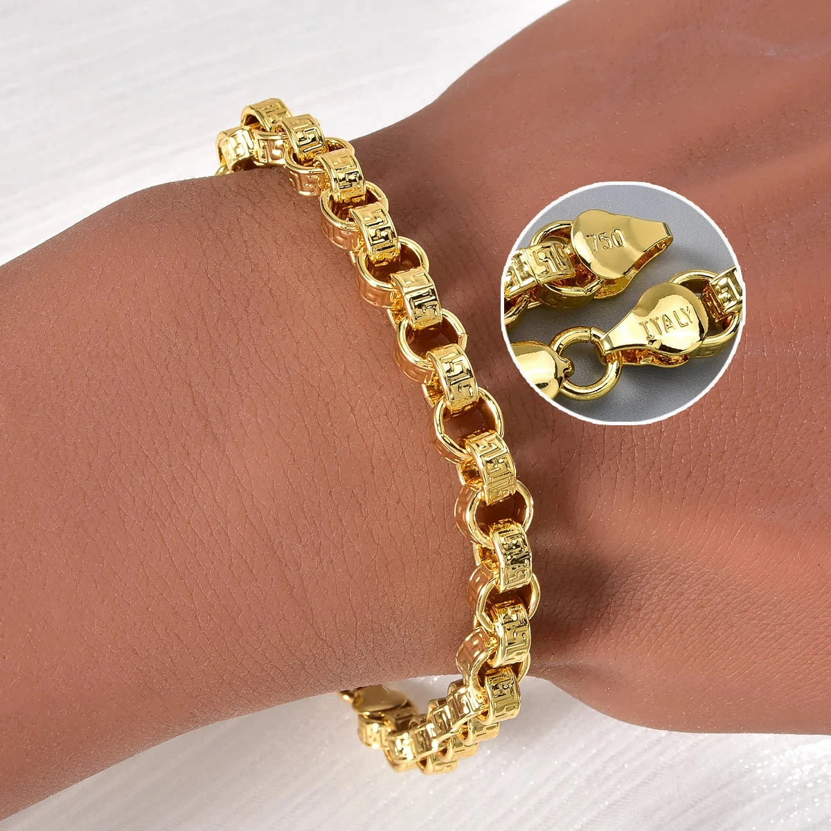 18k Gold Plated Italy 750 Bracelet Copper Braided Shaped Bracelet Hip-Hop Daily Men Women Jewelry Accessories For Friends Gifts - AMULET RING STORE