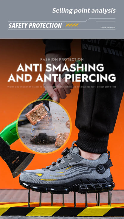 Breathable lace-free soft sole comfortable anti-smash anti-puncture labour insurance shoes - AMULET RING STORE