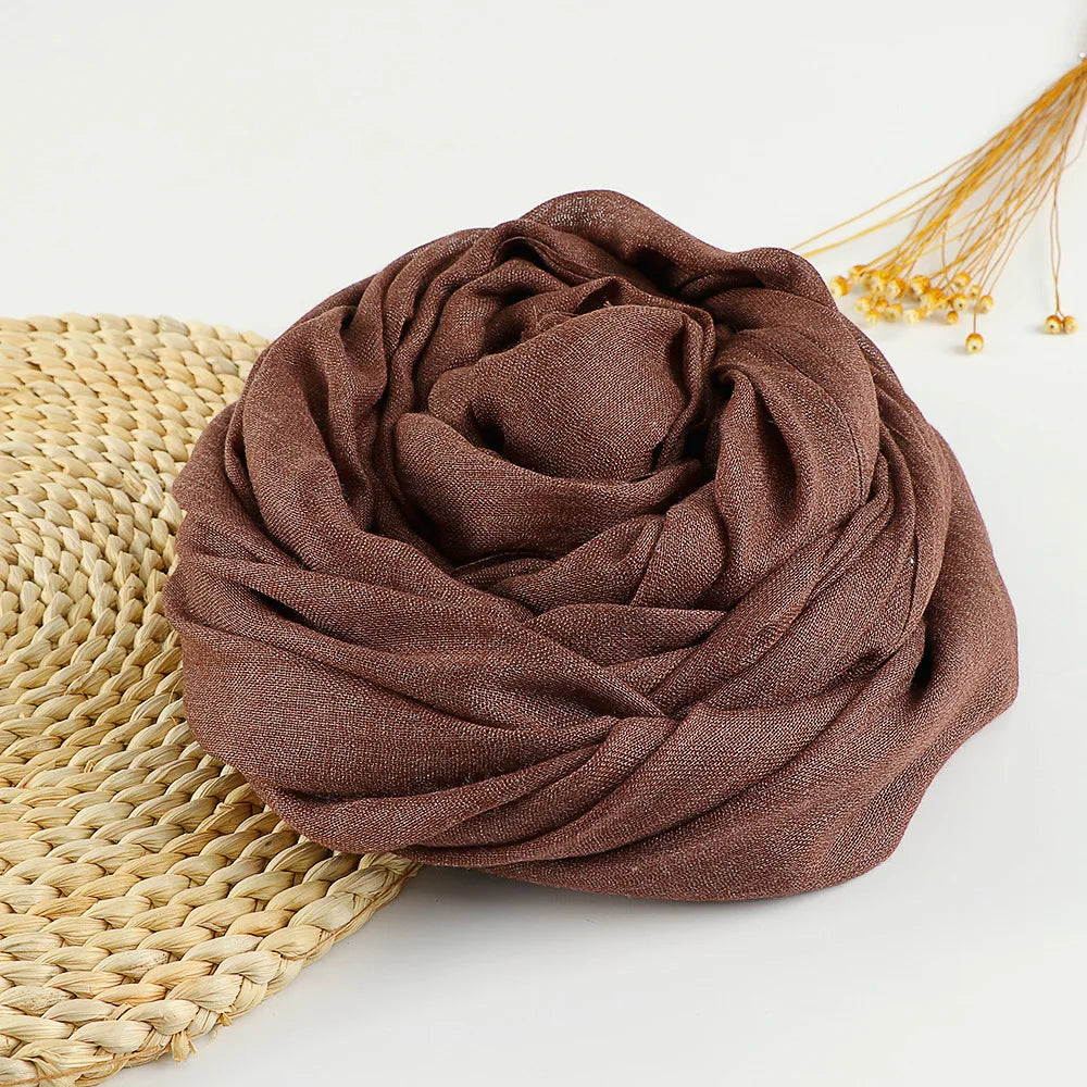 Autumn Winter New Cotton Linen Scarf For Women Girls Solid Color Sunscreen Scarves Soft Foulard Viscose Female Wrap Shawls