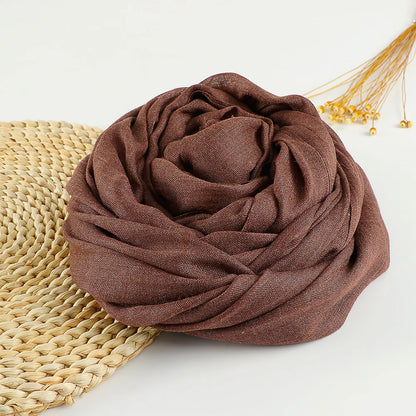 Autumn Winter New Cotton Linen Scarf For Women Girls Solid Color Sunscreen Scarves Soft Foulard Viscose Female Wrap Shawls