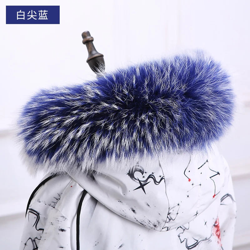 Raccoon Fur Collar 100% Real Fur Fashion Scarves For Ladies Neck Warmer Women Winter Natural Fur Scarf Decor White Fur Scarf