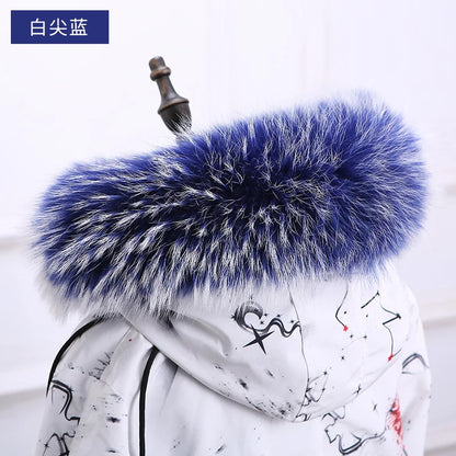 Raccoon Fur Collar 100% Real Fur Fashion Scarves For Ladies Neck Warmer Women Winter Natural Fur Scarf Decor White Fur Scarf