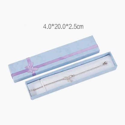 Long Jewelry Necklace Bracelet Box Storage Container Jewellery Box Packaging Bowknot Gift Display Paper Organizer Case Wholesale - AMULET RING STORE