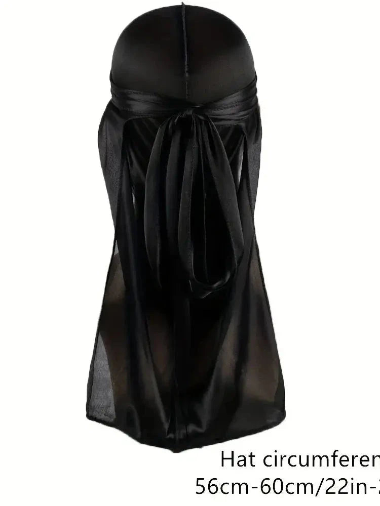 3PCS/LOT Long Durag Silk Satin Bandanas Cap Turban Hat Wigs Biker Headwrap Chemo Cap Pirate Hat Men Women Hair Accessories - AMULET RING STORE