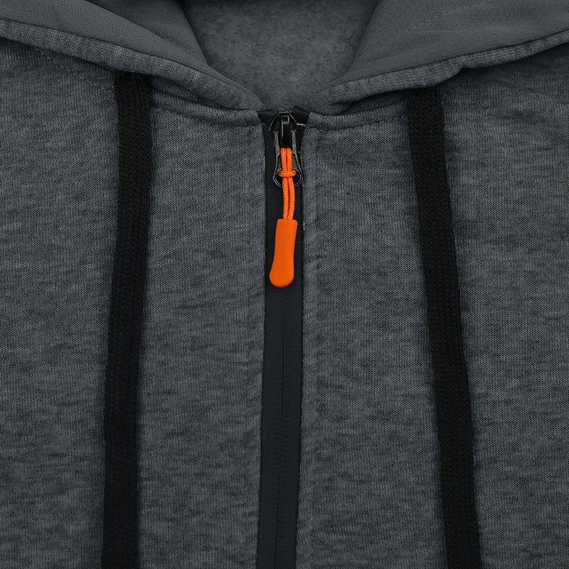 Men's Hooded Fleece Pullover Sporty Casual Jacket European American Style Autumn Winter Warm Comfortable Men's Outerwear