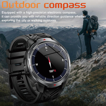 1100mAh Super Capacity Battery Military Outdoor Smart Watch Men 1.7inch Screen Compass Bluetooth Call 3ATM Waterproof SmartWatch