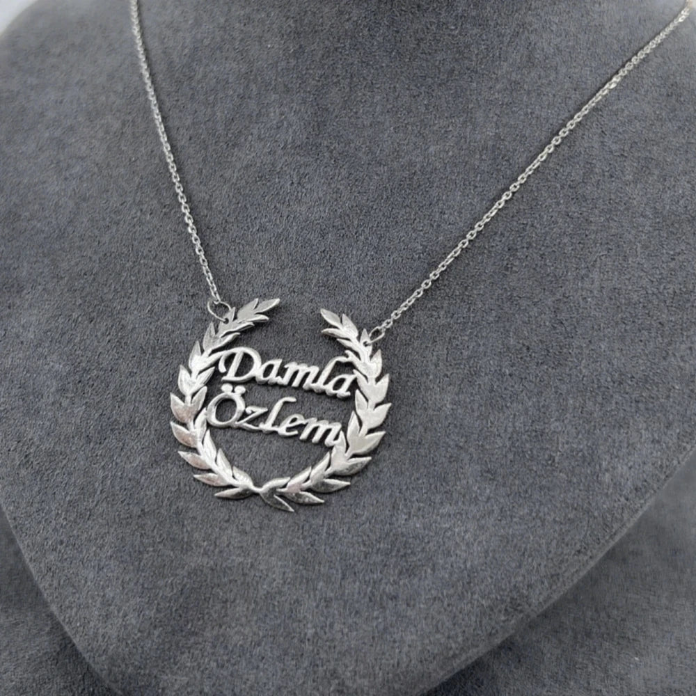 Custom Laurel Wreath Name Necklace Women Girl Jewelry Personalized Stainless Steel Couple Nameplate Necklace Gifts For Her
