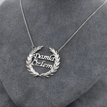 Custom Laurel Wreath Name Necklace Women Girl Jewelry Personalized Stainless Steel Couple Nameplate Necklace Gifts For Her