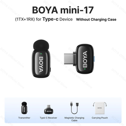 BOYA BOYA Mini Wireless Lavalier Microphone for iPhone 15/16 Android Phone USB-C Devices for Live Streaming Video Recording Vlog