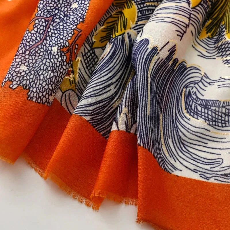 Retro Bohemian Women Viscose Scarf Big Size 88*180cm Cotton Linen Feeling Soft Shawl Tassel Hijab Wrap Summer Soft Beach