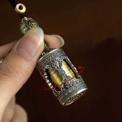 Six Character Great Bright Mantra Rotating Warp Cylinder Pendant Car Keychain For Men Women Jewelry Tassel Budda Beads Accessory