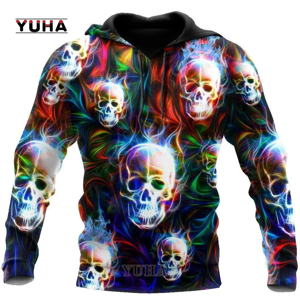 Dark Red Skull Tattoo 3D All Over Printed Men's Hoodie & Sweatshirt Spring and Autumn Unisex Hoodies Casual Sportswear - AMULET RING STORE