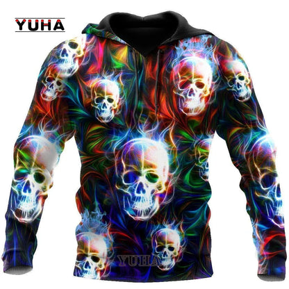 Dark Red Skull Tattoo 3D All Over Printed Men's Hoodie & Sweatshirt Spring and Autumn Unisex Hoodies Casual Sportswear - AMULET RING STORE