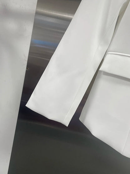 TWOTWINSTYLE Solid Spliced Bead Flower Temperament Blazers for Women V Neck Long Sleeves Patchwork Single Breasted Blazer Female