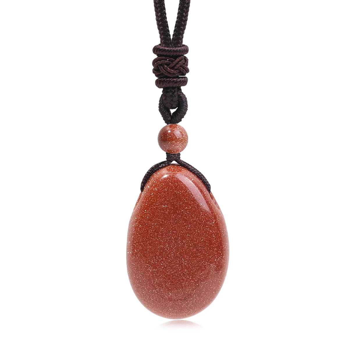 Casual Simple Natural Water Droplet Pendant Necklace Amethyst Opal Obsidian Red Agate Pendant Adjustable Cord Chain Necklace