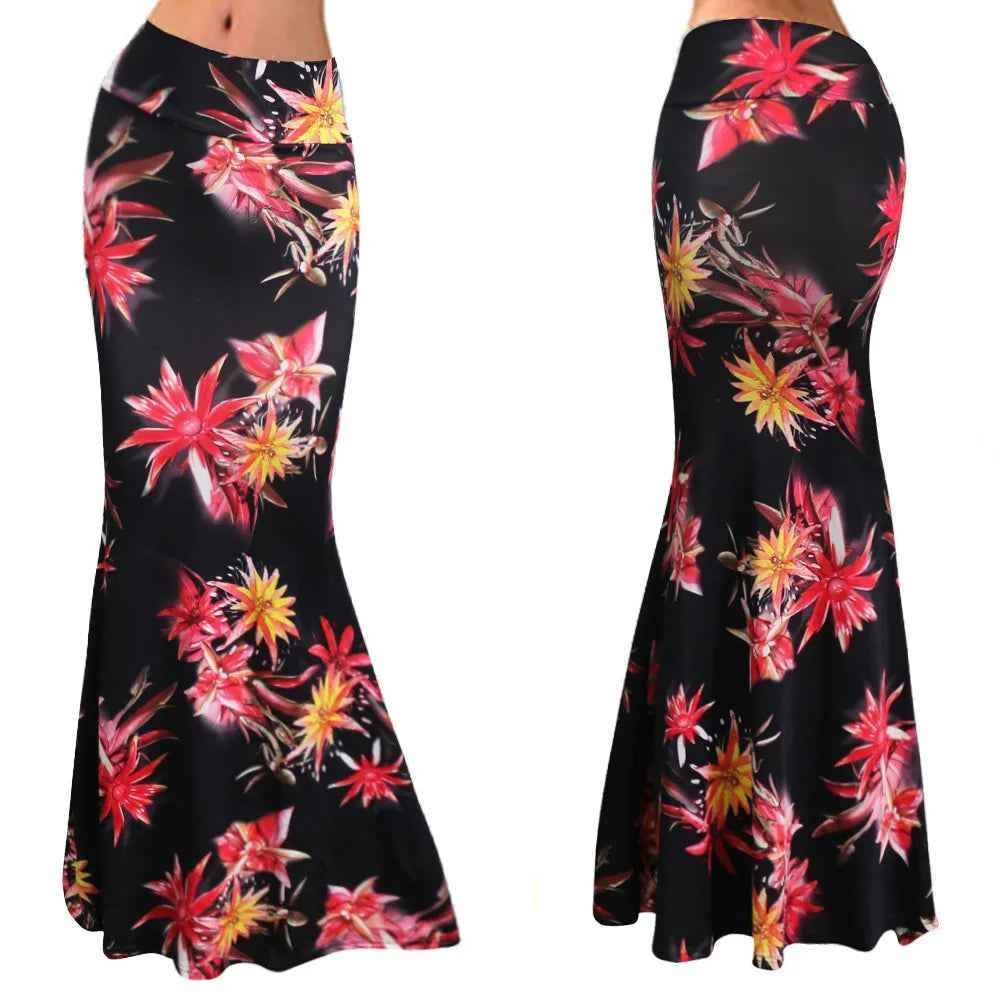 Spring Summer Maxi Skirts Womens Casual Print Women High Waist Stretch Wrapped Hip Skirt Long Y2k Skirts Woman Clothes Faldas