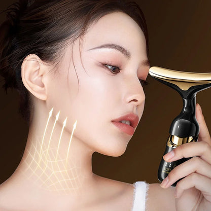 Face Massager 3 In 1 Neck Facial Eye Massage Introducer Microcurrent Skin Rejuvenation Anti Aging Beauty Device Beauty Tools