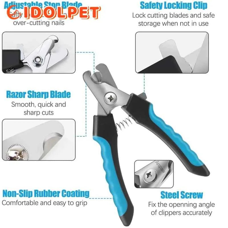 Professional Pet Nail Clipper with Safety Guard Stainless Steel Scissors Cat Dog for Claw Care Grooming Supplies Size Fits - AMULET RING STORE