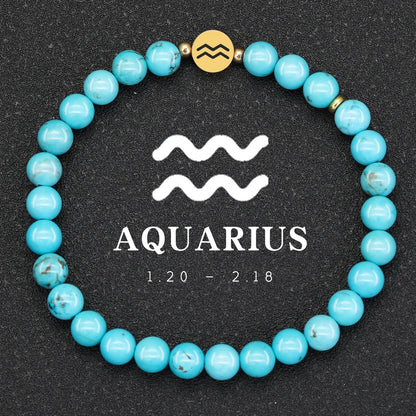 12 Zodiac Signs Natural Stone Bracelets Leo Capricorn Taurus Cancer Bracelets Women Men Couple Friendship Jewelry Gift Bracelets