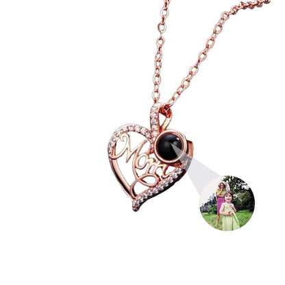 Custom Photo Necklace Personalized Picture Projection Necklace Rose Flower Projective Pendant Necklace Memorial Gifts For Women